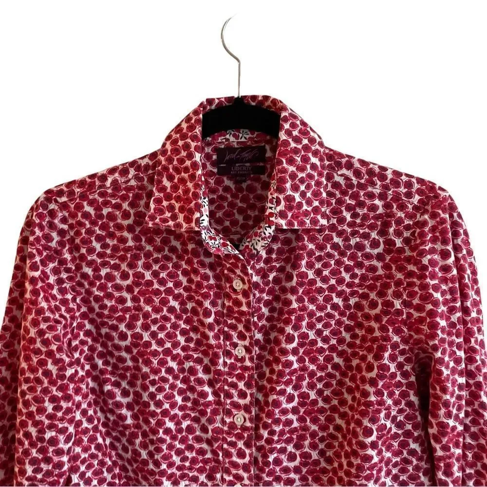 LIBERTY ART FABRIC Cotton Floral Print Button Front Shirt Blouse XS